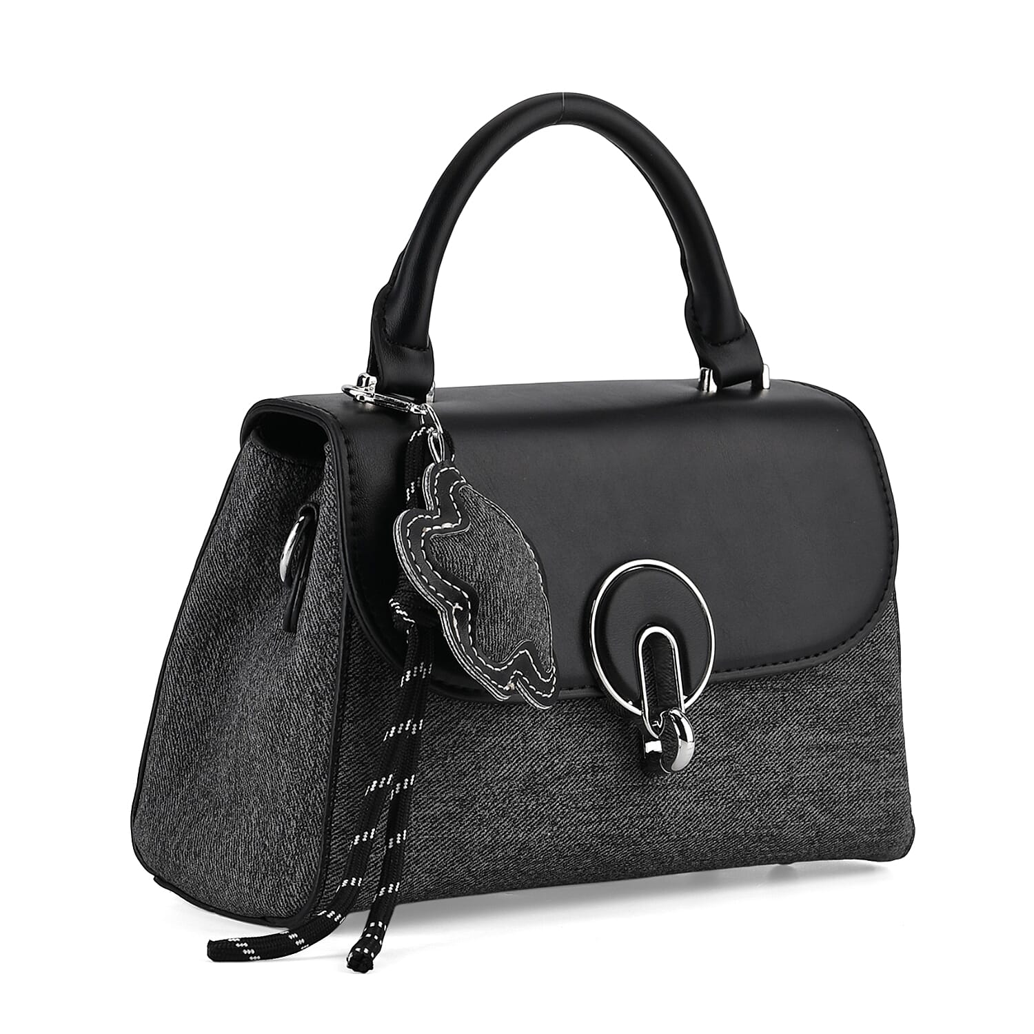 Structured Top-Handle Satchel Handbag - Black