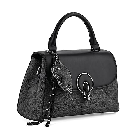 Structured Top-Handle Satchel Handbag - Black