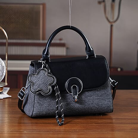 Structured Top-Handle Satchel Handbag - Black