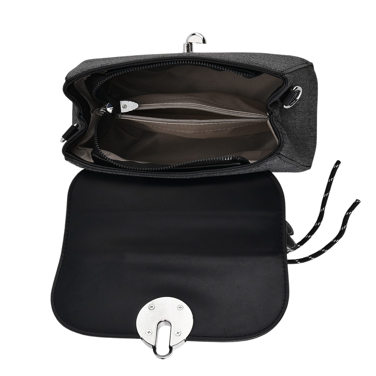 Structured Top-Handle Satchel Handbag - Black