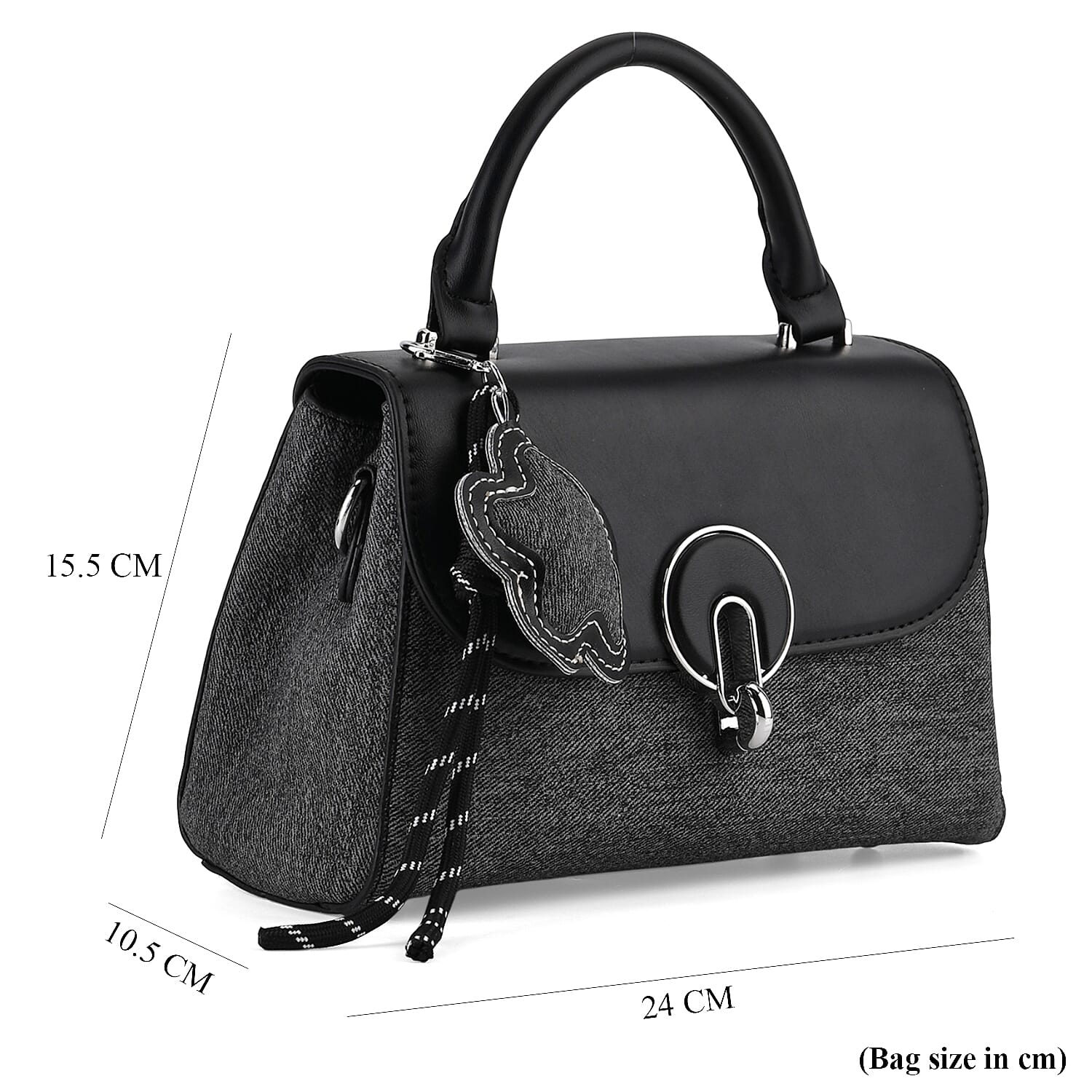 Structured Top-Handle Satchel Handbag - Black