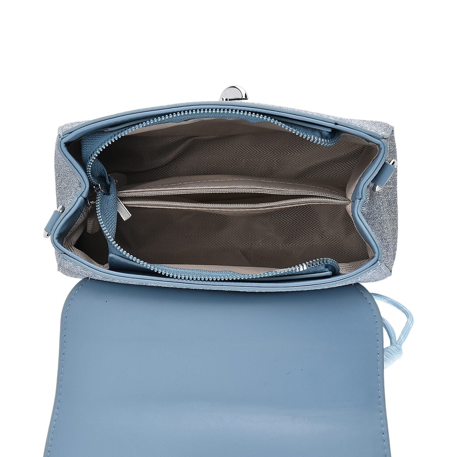 Structured Top-Handle Satchel Handbag - Denim