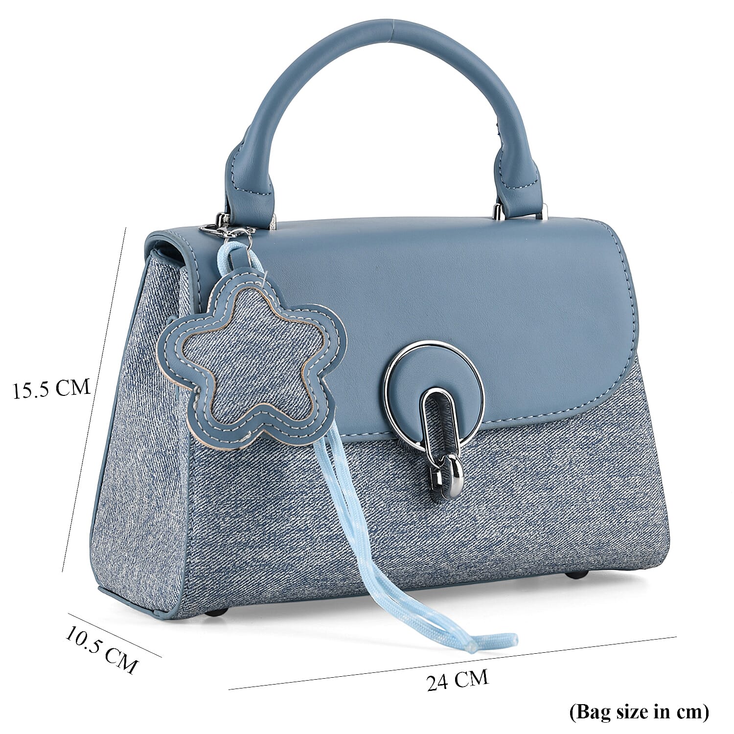 Structured Top-Handle Satchel Handbag - Denim