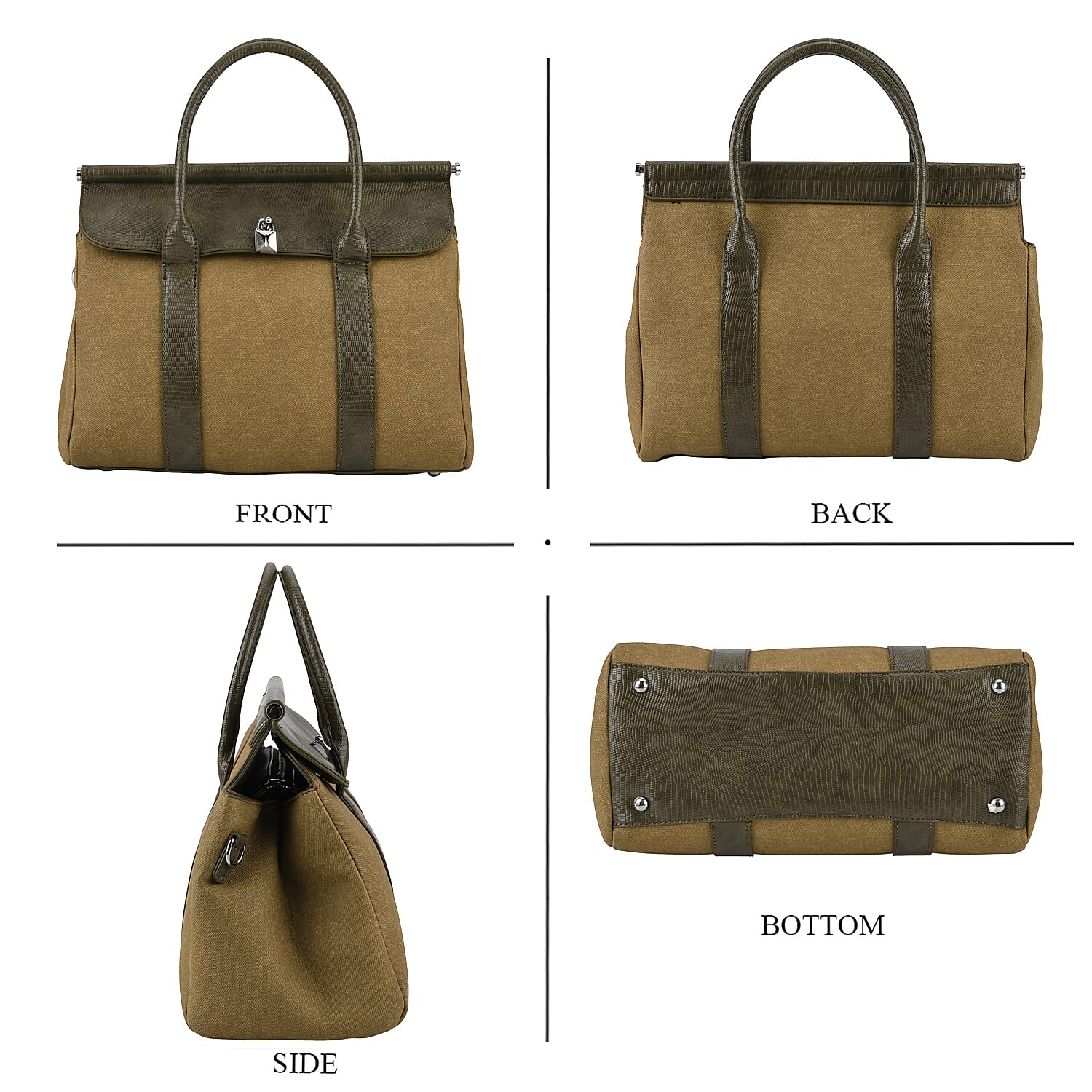 Crossbody Bag with Multiple Zipped Pockets (34x15x29cm) - Green