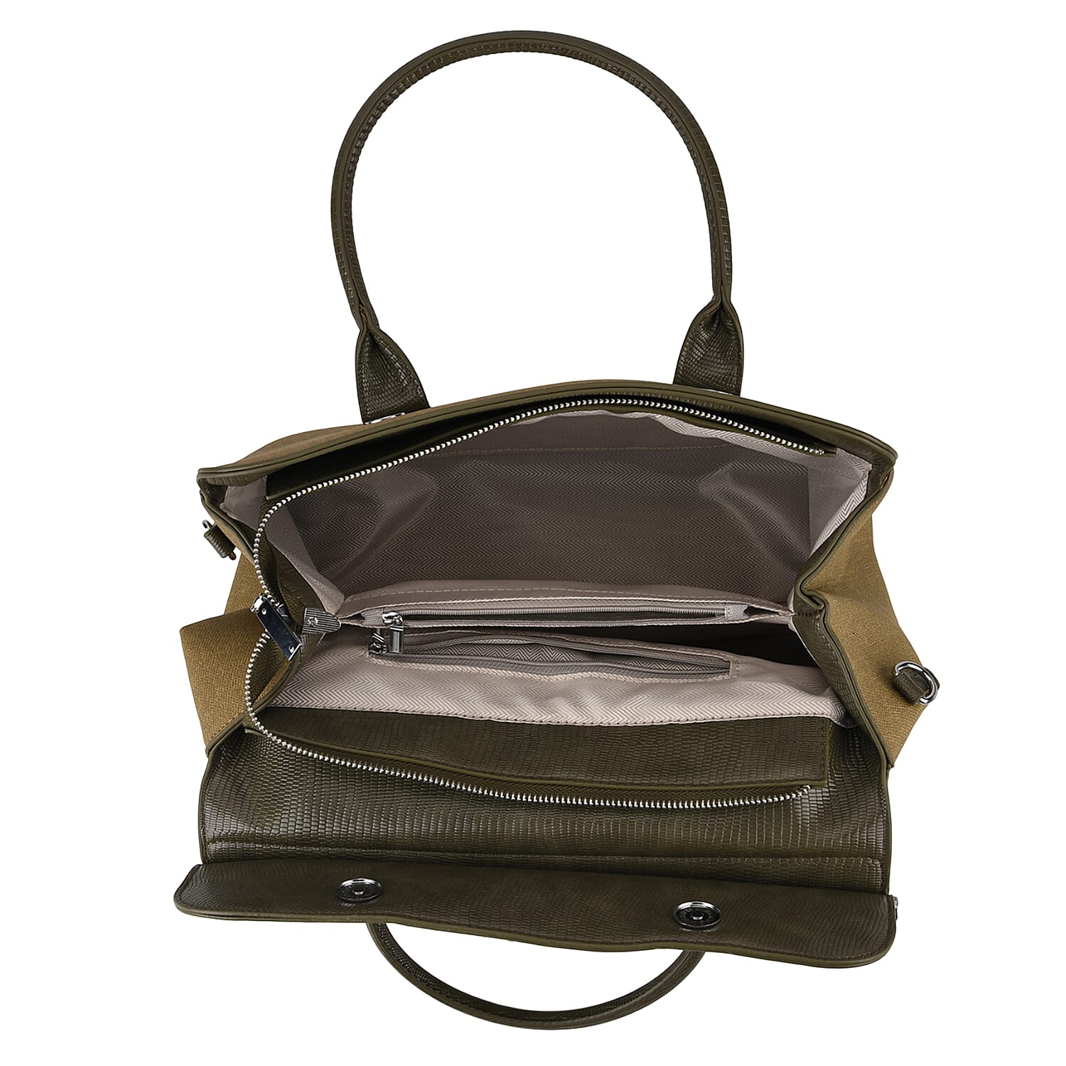 Crossbody Bag with Multiple Zipped Pockets (34x15x29cm) - Green