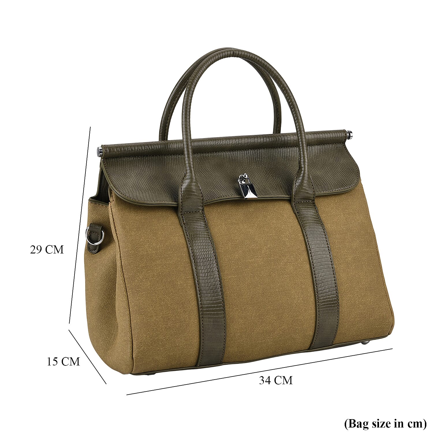 Crossbody Bag with Multiple Zipped Pockets (34x15x29cm) - Green