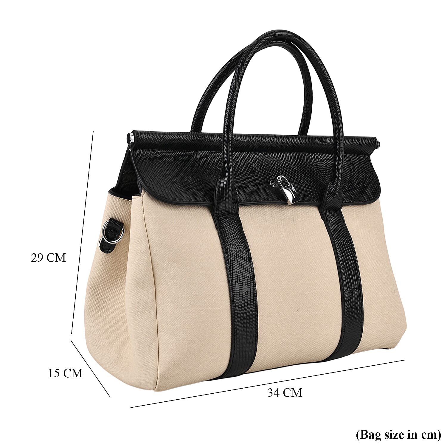 Crossbody Bag with Multiple Zipped Pockets (34x15x29cm) - Black & White