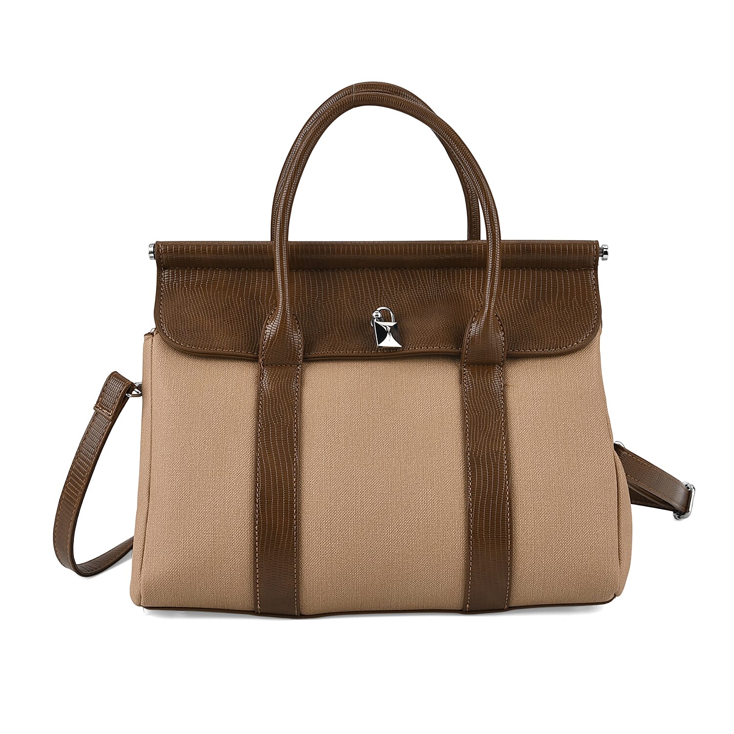 Crossbody Bag with Multiple Zipped Pockets (34x15x29cm) - Brown