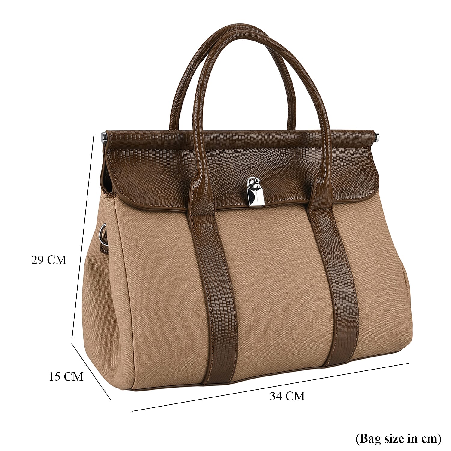 Crossbody Bag with Multiple Zipped Pockets (34x15x29cm) - Brown