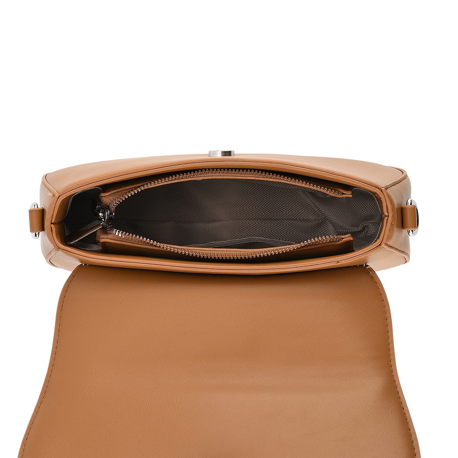 Two-Tone Saddle Bag With Crossbody Strap - Brown & White