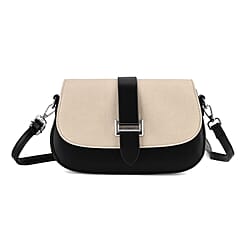 Two-Tone Saddle Bag With Crossbody Strap - Black & White