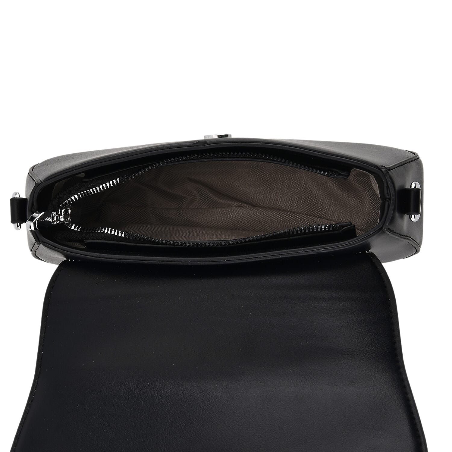 Two-Tone Saddle Bag With Crossbody Strap - Black & White