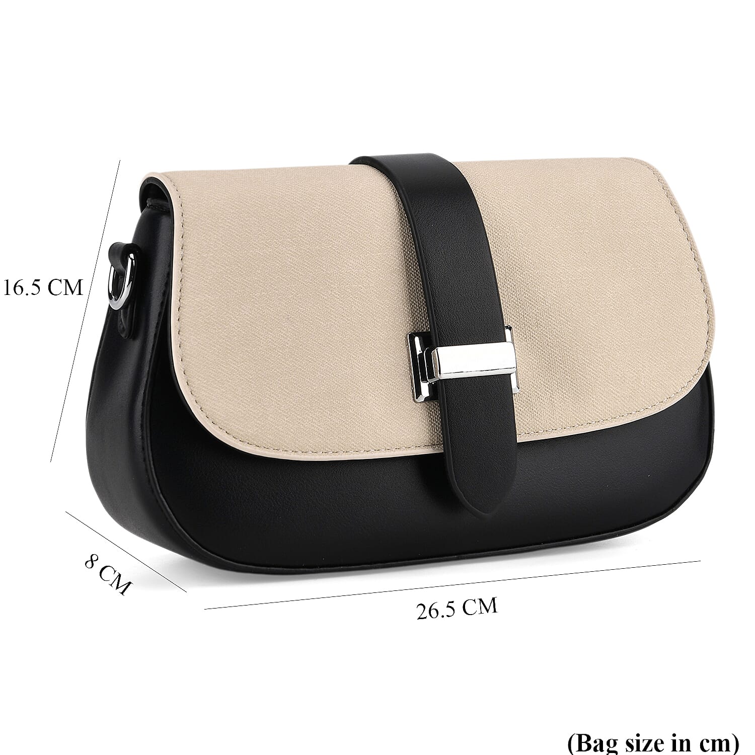 Two-Tone Saddle Bag With Crossbody Strap - Black & White
