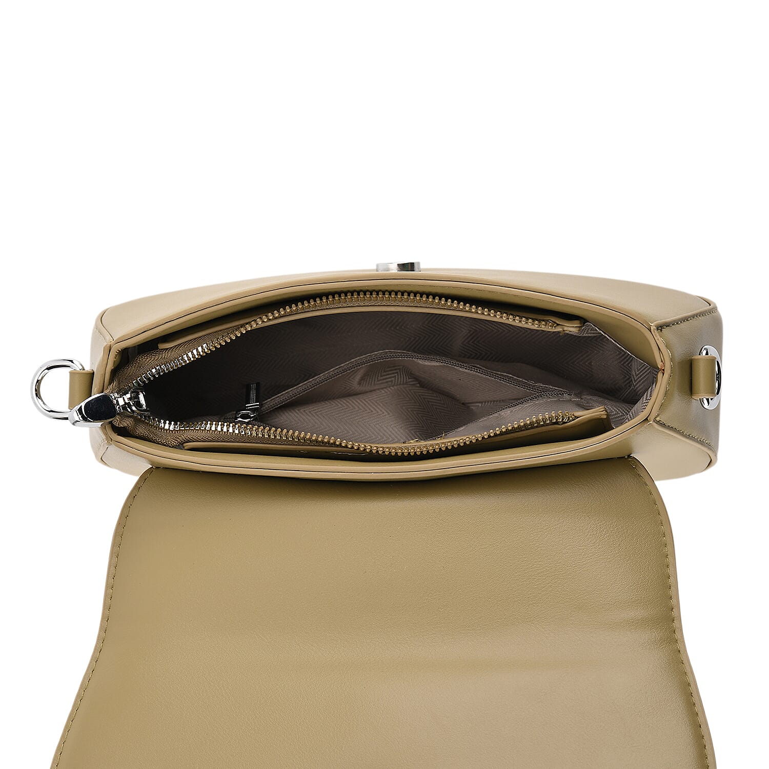 Two-Tone Saddle Bag With Crossbody Strap - Olive Green