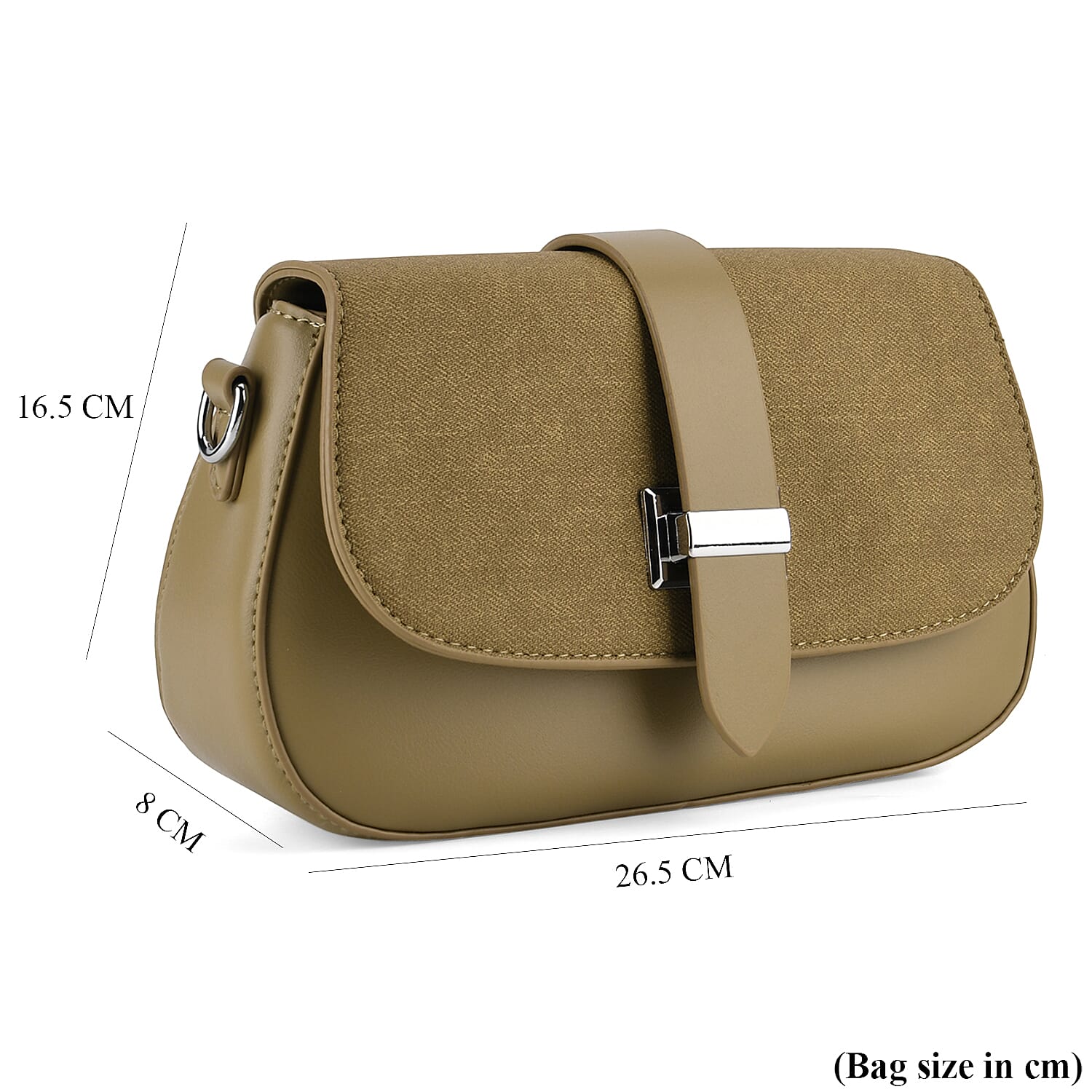 Two-Tone Saddle Bag With Crossbody Strap - Olive Green