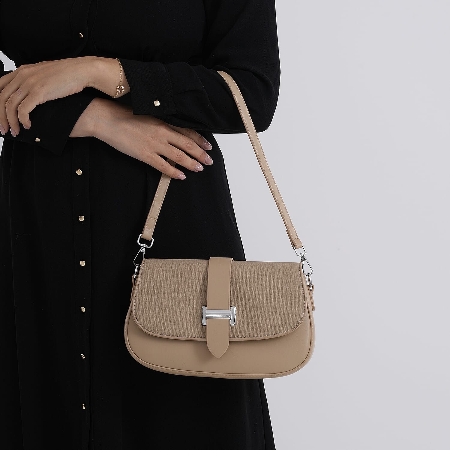Two-Tone Saddle Bag With Crossbody Strap