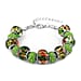 Murano Style Glass with Green Crystal Bracelet (Size - 7.5-2 Inch Ext)