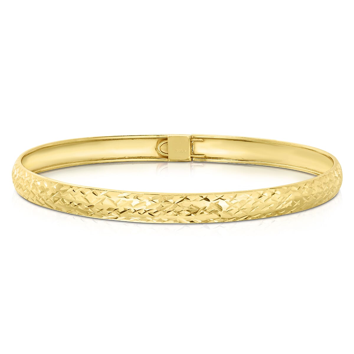 Yellow Gold Plated Sterling Silver Bangle (Size - 8)