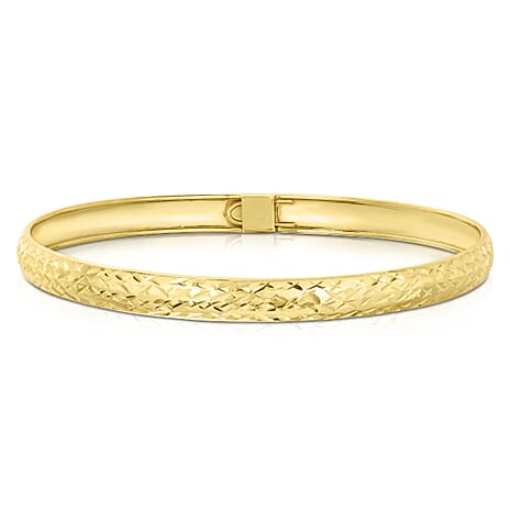 Yellow Gold Plated Sterling Silver Bangle (Size - 8)