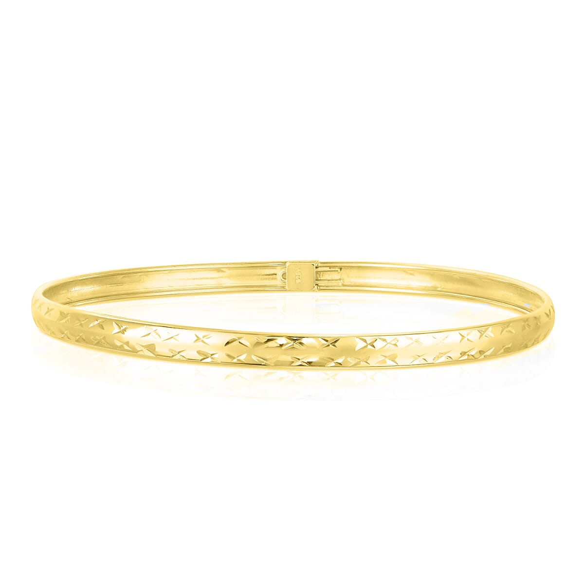 Yellow Gold Plated Sterling Silver Bangle (Size - 8)