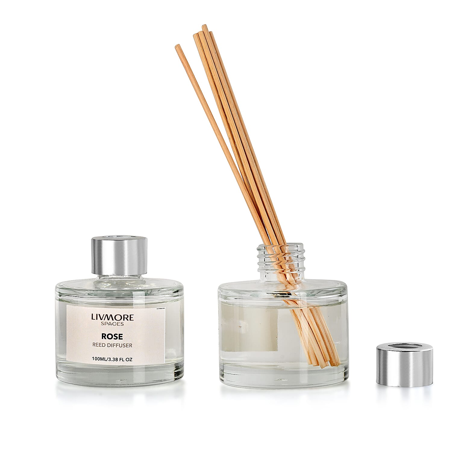 Livmore Set of 2 Rose Fragrance Diffuser with 4 Reed Sticks - 100ml