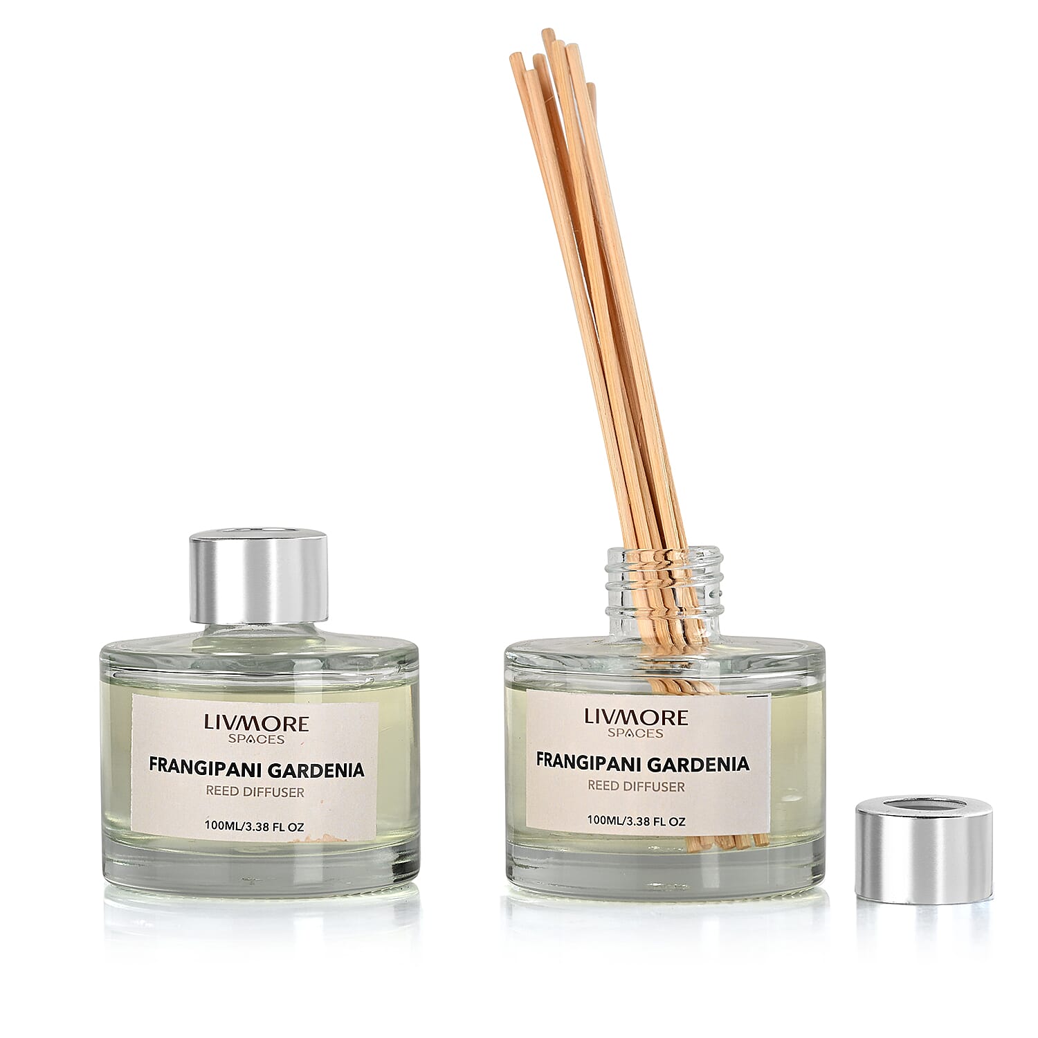 Livmore Set of 2 Frangipani Fragrance Diffuser with 4 Reed Sticks - 100ml