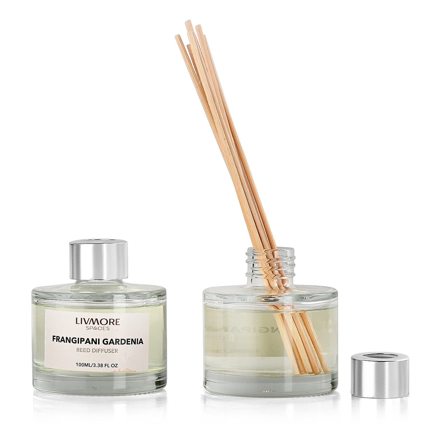 Livmore Set of 2 Frangipani Fragrance Diffuser with 4 Reed Sticks - 100ml