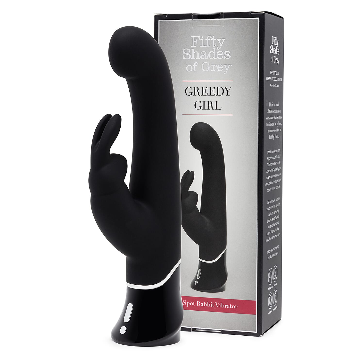 Lovehoney Fifty Shades of Grey Greedy Girl Rechargeable G-Spot Rabbit Vibrator - Black