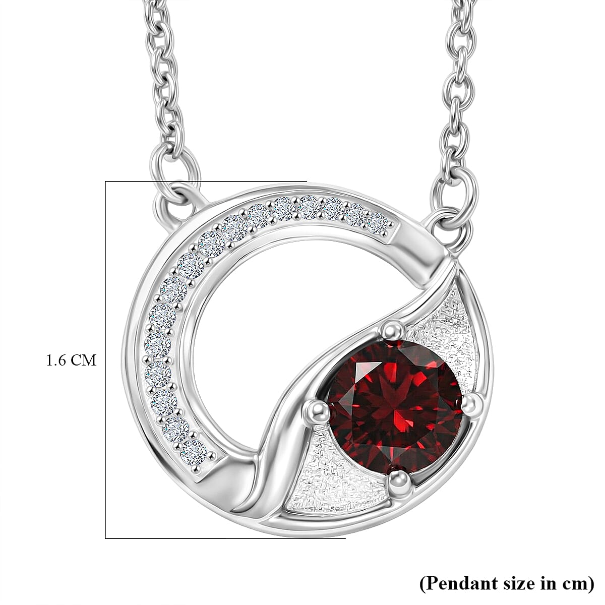 D'Joy Rhodolite Garnet & White Zircon Station Necklace (Size - 20) in Platinum OverlaySterling Silver 1.24 Ct.