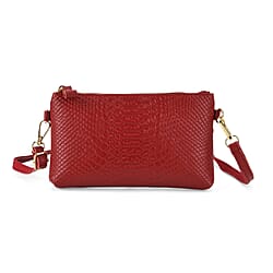 Genuine Leather Sling Bag with Detachable Strap (140 cm) - Dark Green