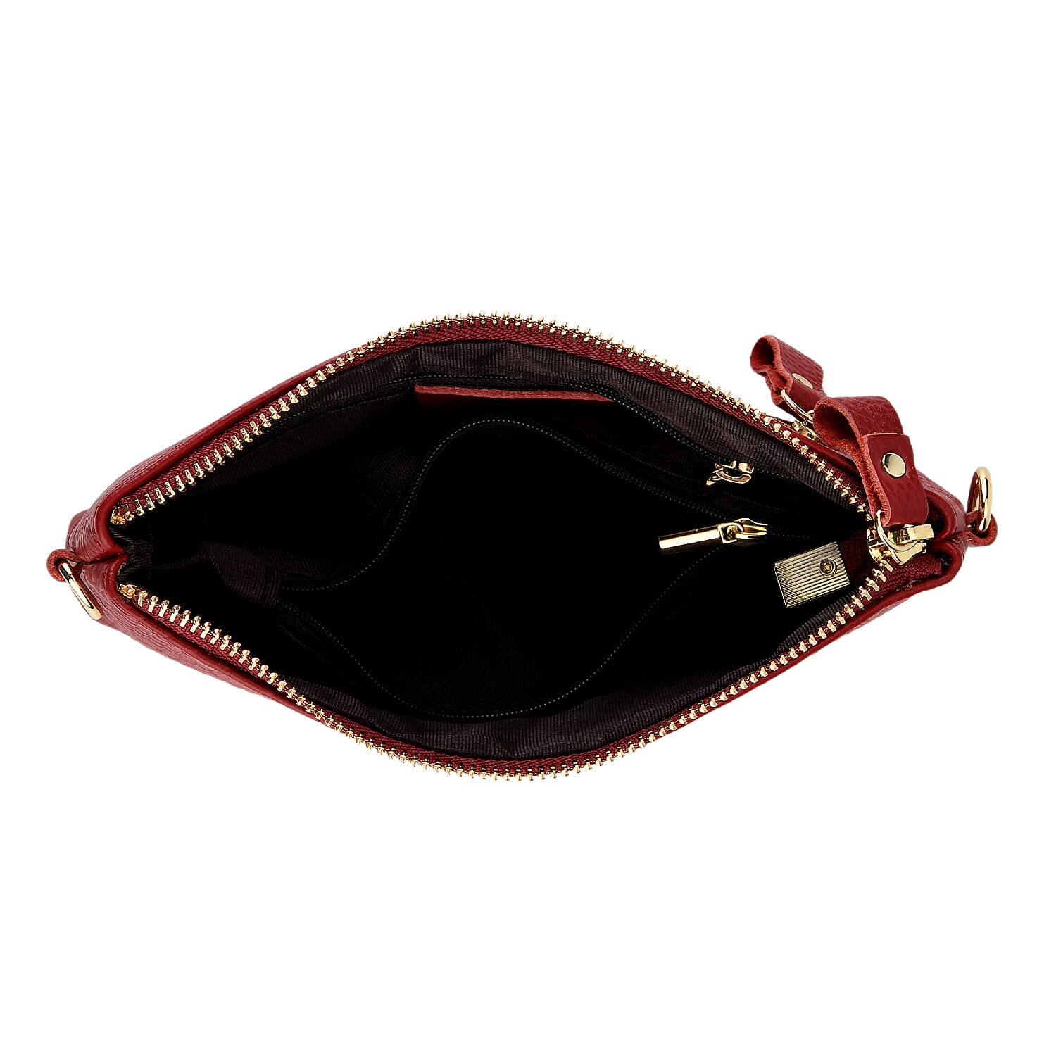Genuine Leather Sling Bag with Detachable Strap (140 cm) - Burgundy