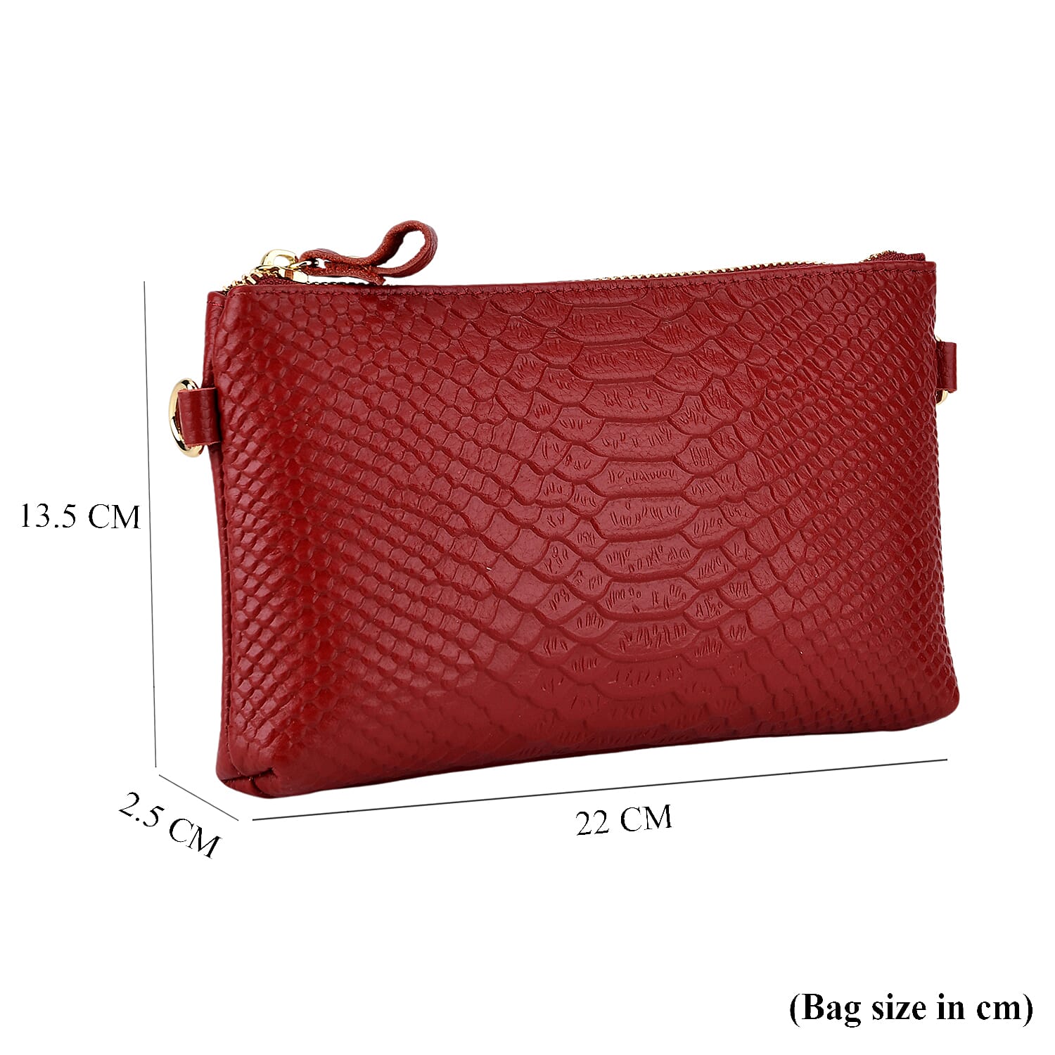 Genuine Leather Sling Bag with Detachable Strap (140 cm) - Burgundy