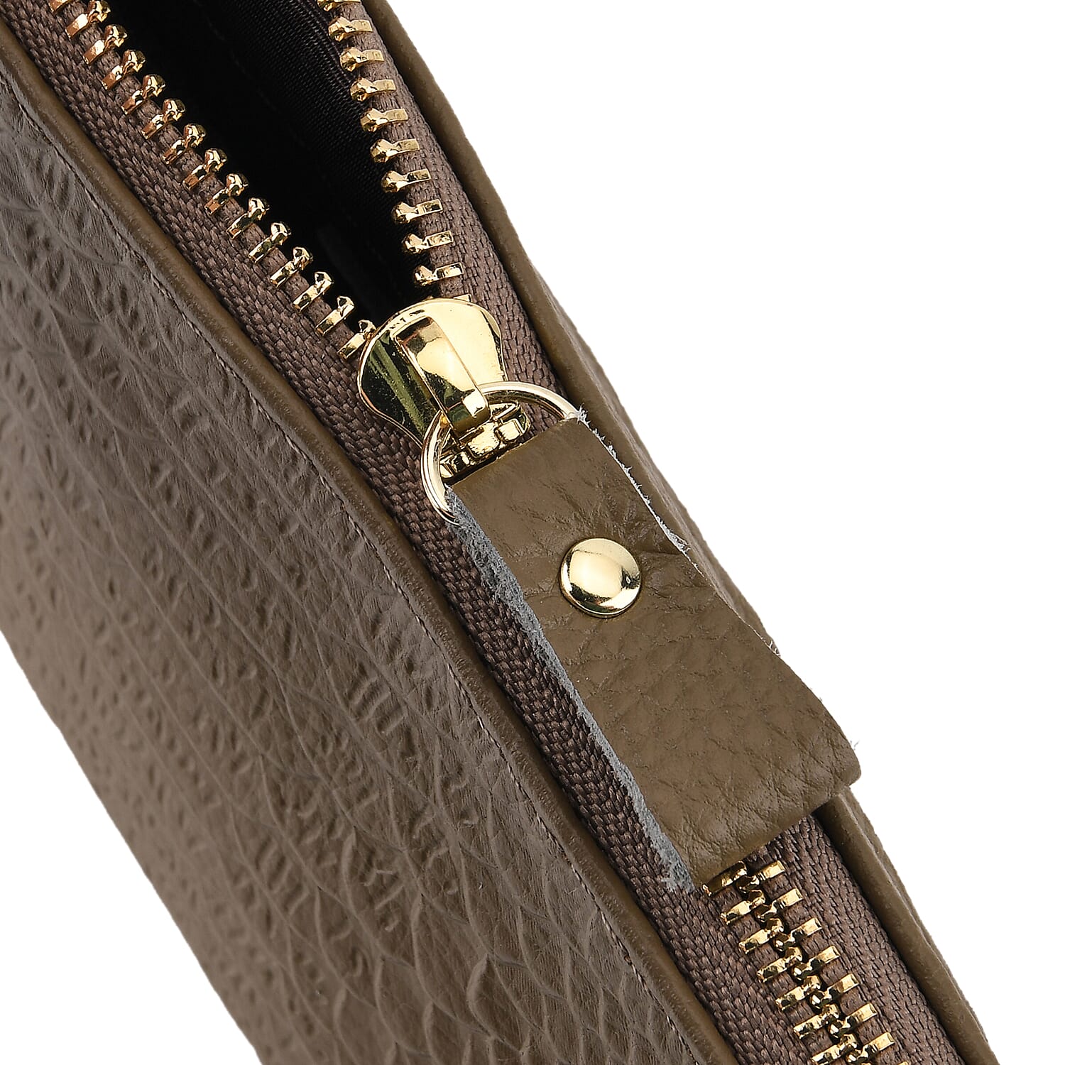 Genuine Leather Sling Bag with Detachable Strap (140 cm) - Dark Khaki