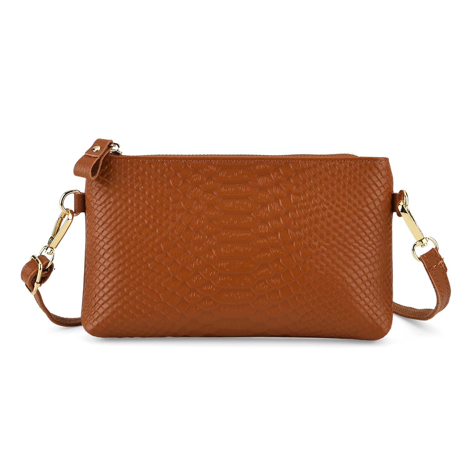 Genuine Leather Sling Bag with Detachable Strap (140 cm) - Tan
