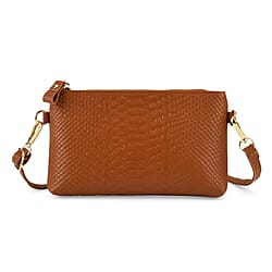 Genuine Leather Sling Bag with Detachable Strap (140 cm) - Tan