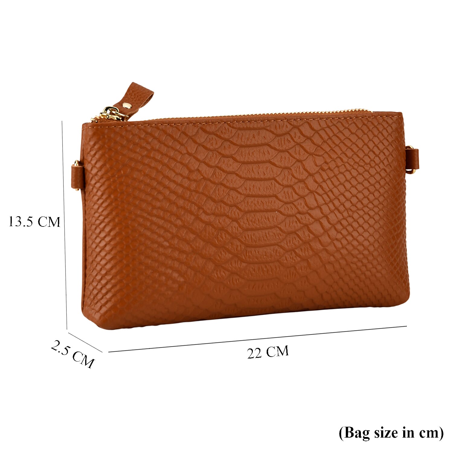 Genuine Leather Sling Bag with Detachable Strap (140 cm) - Tan