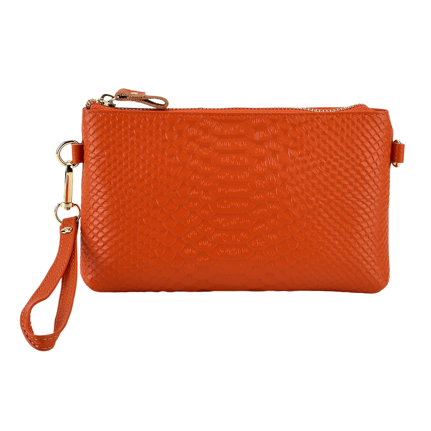 Genuine Leather Sling Bag with Detachable Strap (140 cm) - Orange