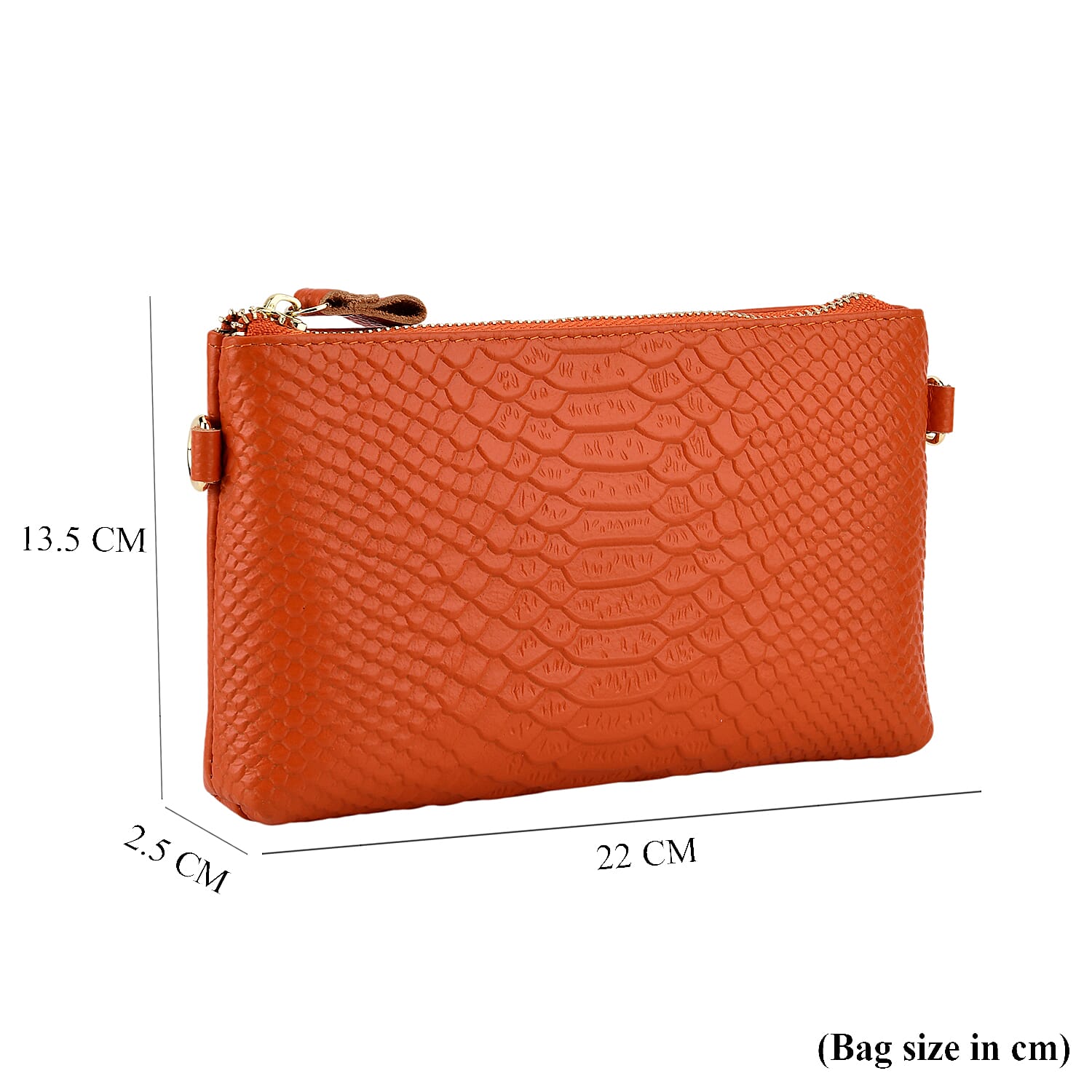 Genuine Leather Sling Bag with Detachable Strap (140 cm) - Orange