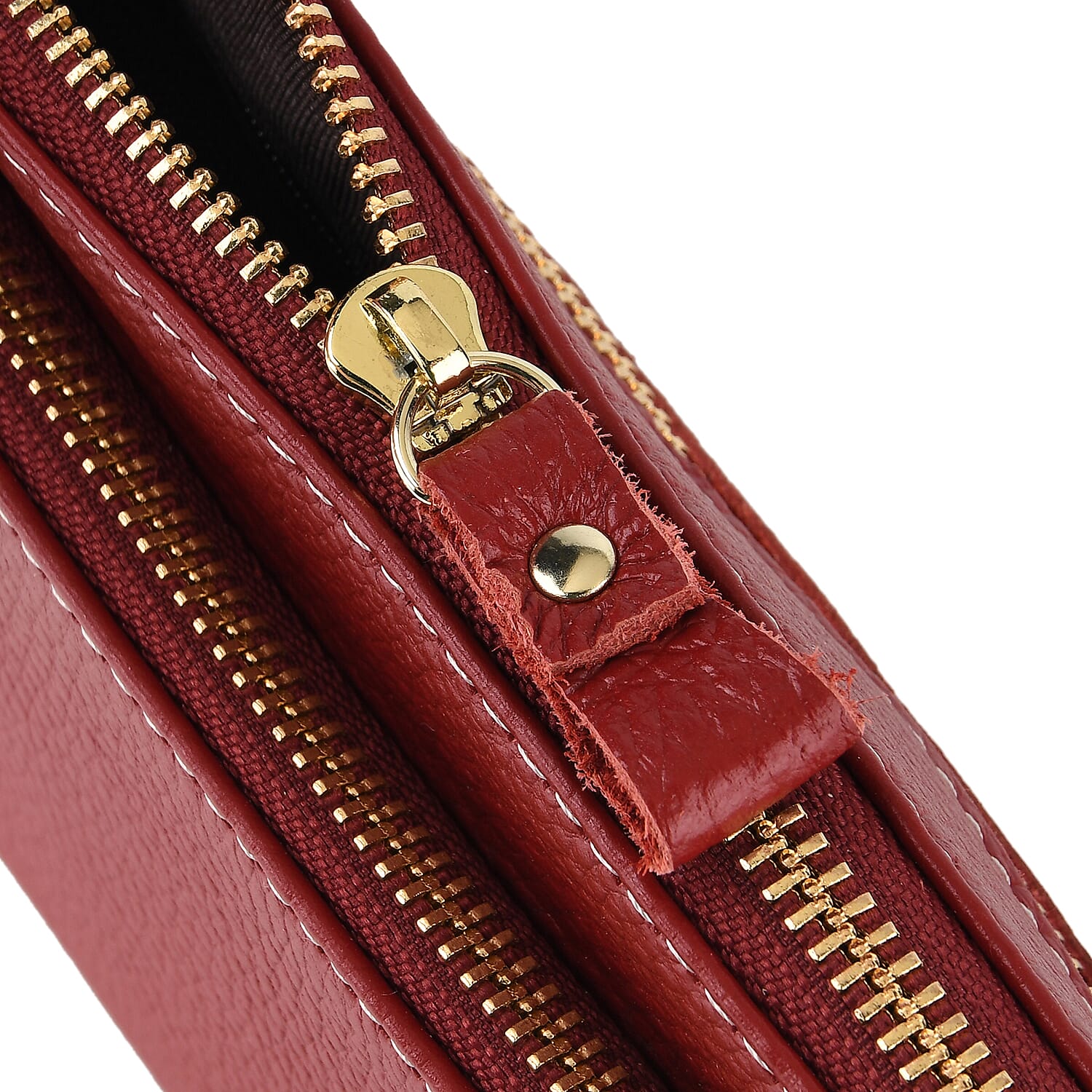 100% Exquisite Genuine Leather Premium Crossbody Bag 3-in-1 Clutch - Wristlet - Red