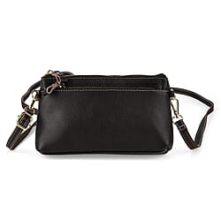 BAG OFFER OF MONTH - 100% Exquisite Genuine Leather Premium Crossbody Bag 3-in-1 Clutch - Wristlet- Dark Coffee
