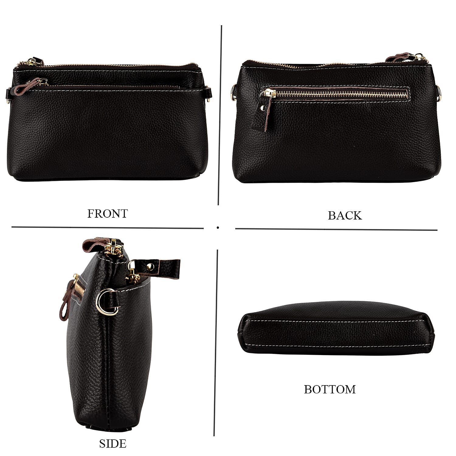 BAG OFFER OF MONTH - 100% Exquisite Genuine Leather Premium Crossbody Bag 3-in-1 Clutch - Wristlet- Dark Coffee