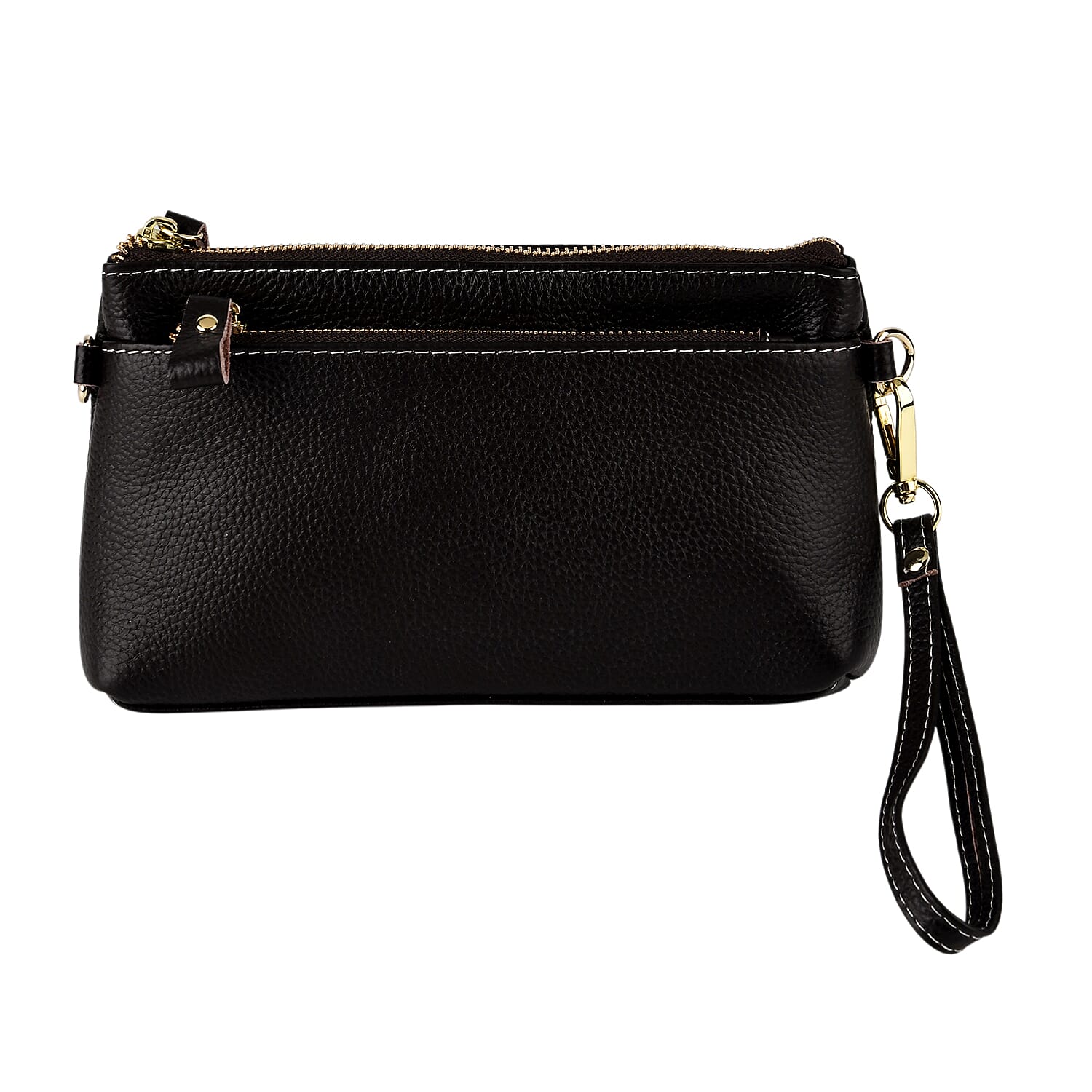 BAG OFFER OF MONTH - 100% Exquisite Genuine Leather Premium Crossbody Bag 3-in-1 Clutch - Wristlet- Dark Coffee