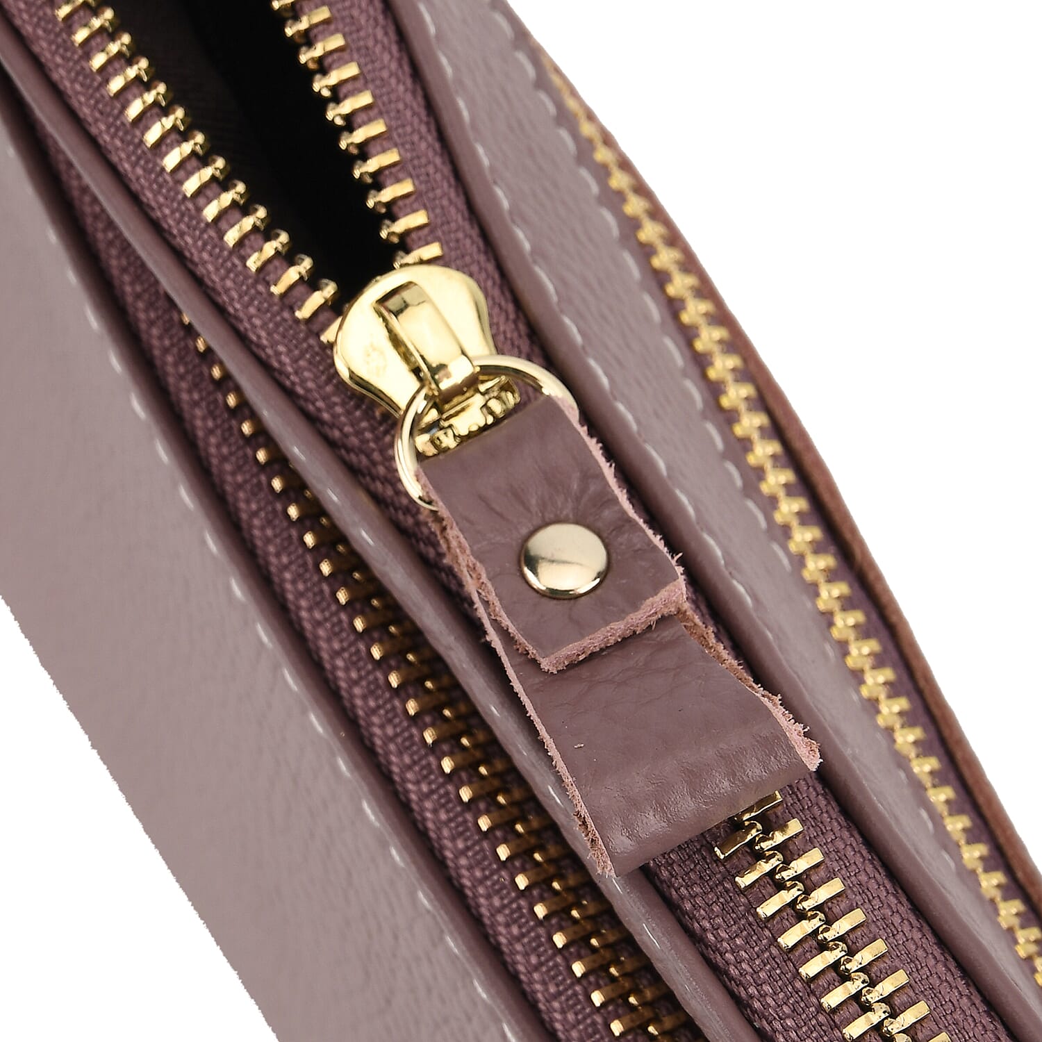 100% Exquisite Genuine Leather Premium Crossbody Bag 3-in-1 Clutch - Wristlet -- Mauve