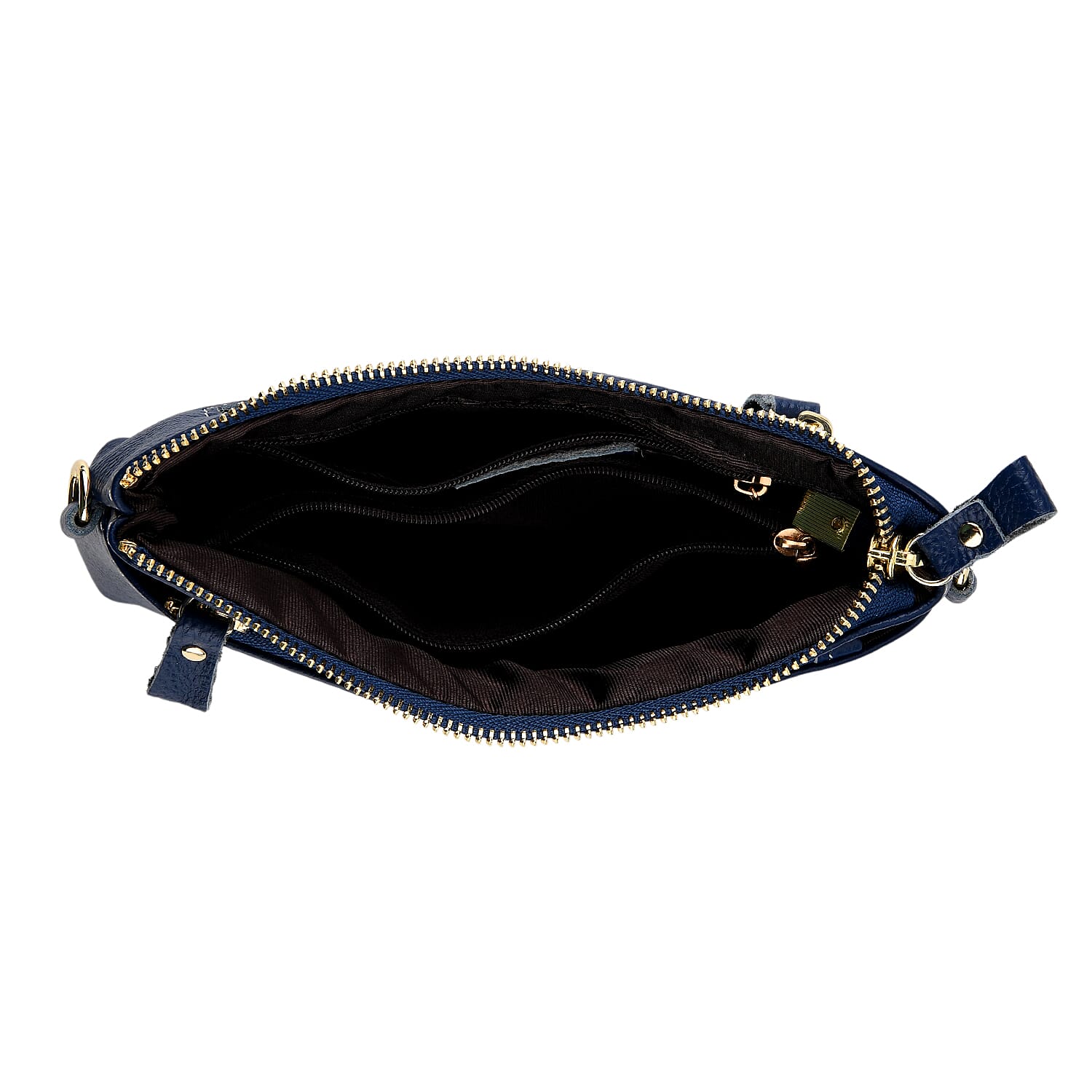 100% Exquisite Genuine Leather Premium Crossbody Bag 3-in-1 Clutch - Wristlet - Navy