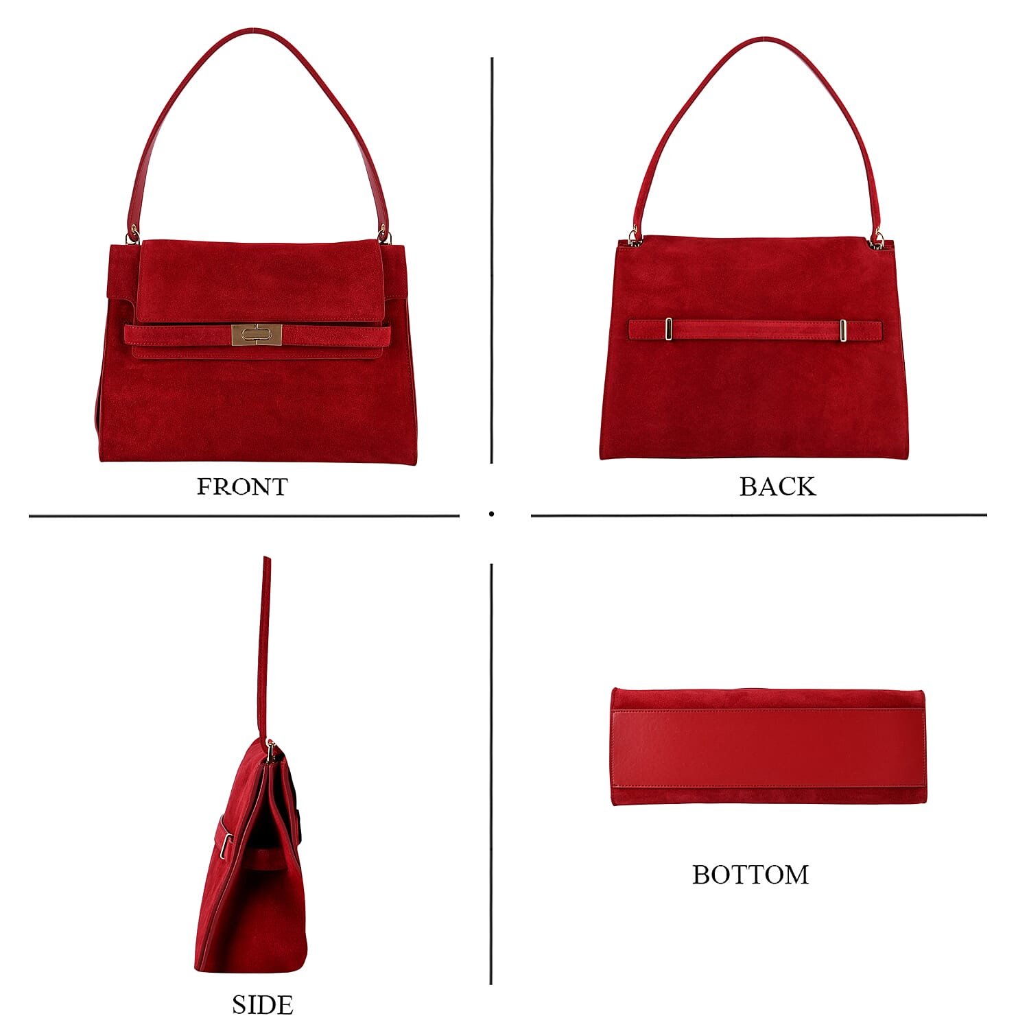 Valissiere Designer Inspired Genuine Leather - Suede Satchel with Crossbody Strap - Burgundy