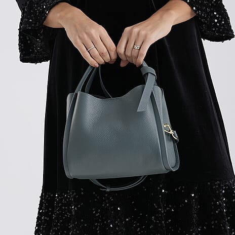 BRAND NEW LAUNCH - Designer Inspired Genuine Leather Top Handle Bucket Bag - Dark Teal