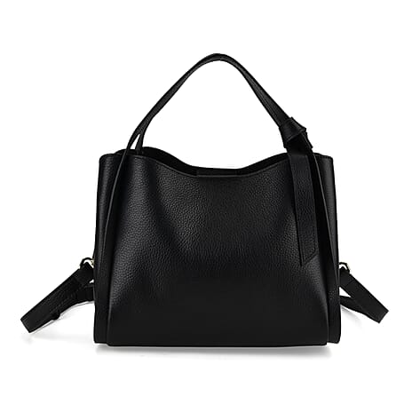 BRAND NEW LAUNCH - Designer Inspired Genuine Leather Top Handle Bucket Bag - Black
