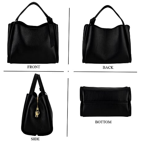BRAND NEW LAUNCH - Designer Inspired Genuine Leather Top Handle Bucket Bag - Black