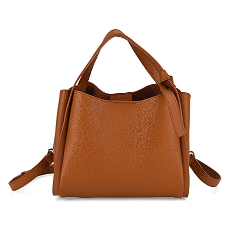 BRAND NEW LAUNCH - Designer Inspired Genuine Leather Top Handle Bucket Bag - Tan
