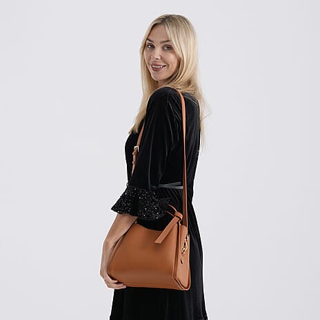 BRAND NEW LAUNCH - Designer Inspired Genuine Leather Top Handle Bucket Bag - Tan